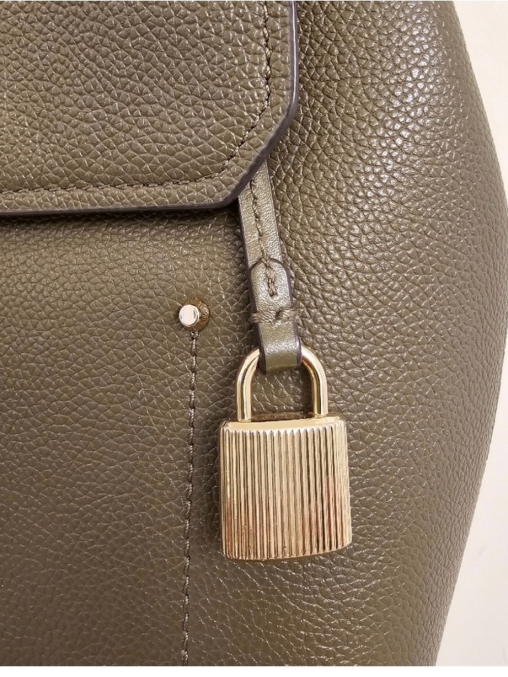 Michael Kors Olive Pebbled Leather Backpack with Gold Hardware - Picture 3 of 13